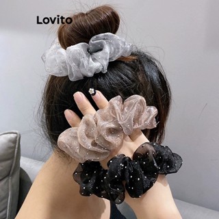 Lovito Laços De Cabelo Casuais De Malha Lisa Com Bolinhas Para Mulheres LFA11138
