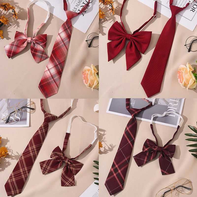 Jk Tie Tie Red Plaid Fêmea Graduação Decoração Estudante Preppy Style Preppy Camisa de Gravata Infantil Livre