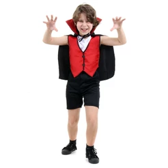 Fantasia Vampiro Drácula Infantil Colete Shorts Halloween