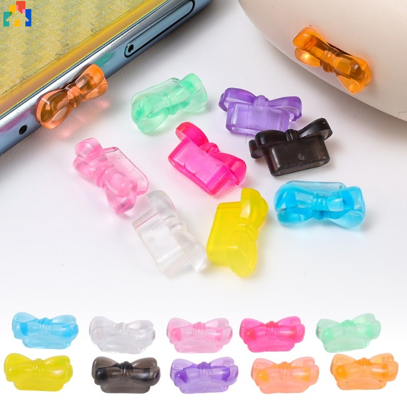 5/10 Pçs Plástico De Alta Qualidade Colorido Semitransparente Bowknot Tipo C Porta De Carregamento Plugues De Poeira Min em Oferta na Shopee