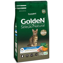 Ração Golden Seleção Natural Gatos Castrados Frango Abóbora e alecrim 10kg