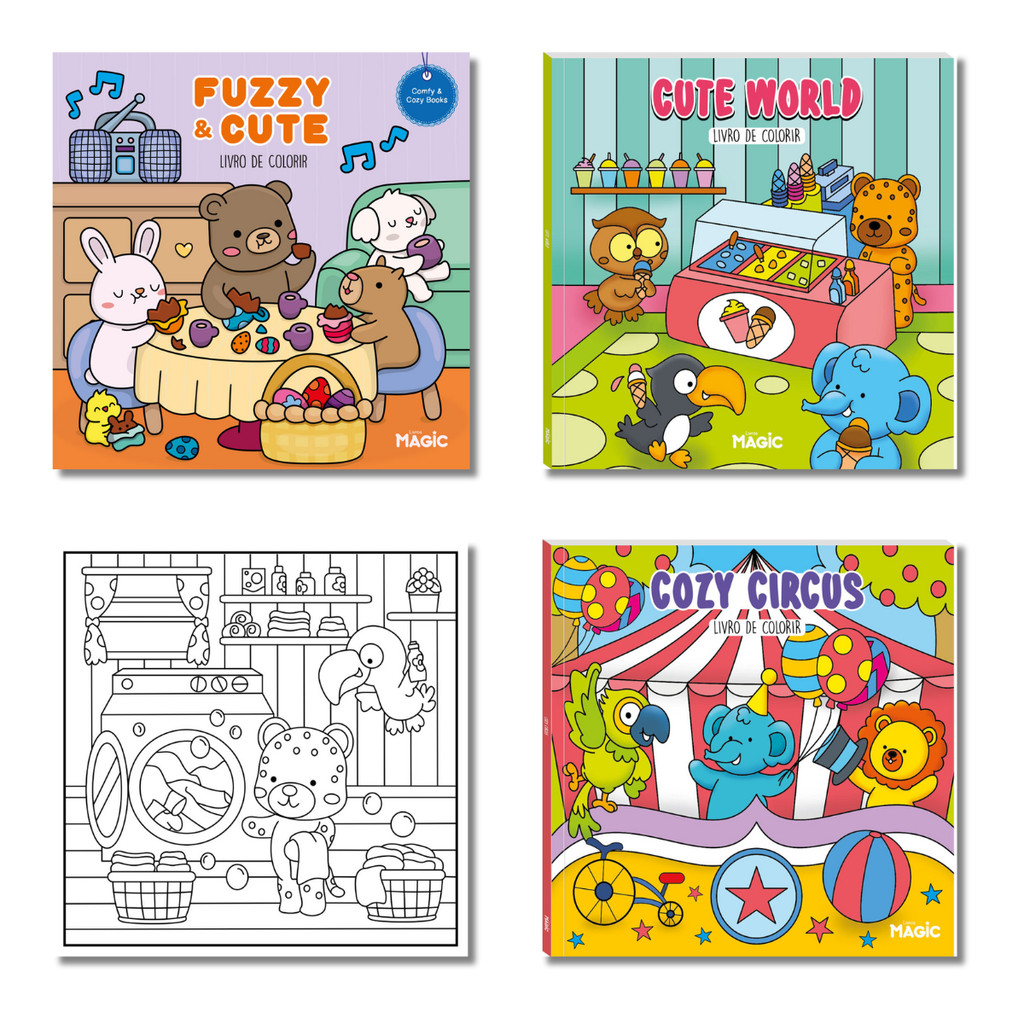 Kit 3 Livros De Colorir Tik Tok 72 Desenhos Comfy e Cozy Folha 150 Gm²