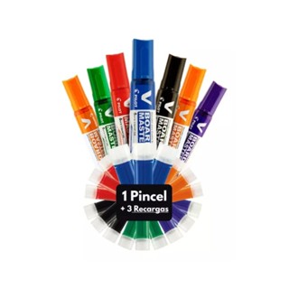 Kit Canetão Marcador Pilot Board Master + 3 Recargas Refil em Oferta na Shopee