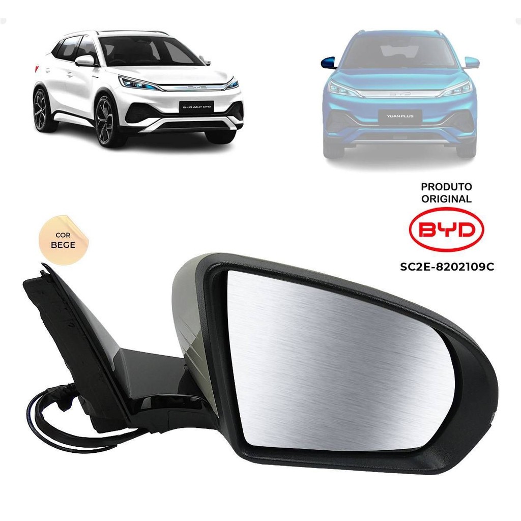 RETROVISOR ELETRICO LADO DIREITO BYD YUAN PLUS 2024 A 2025 COM CAMERA ORIGINAL