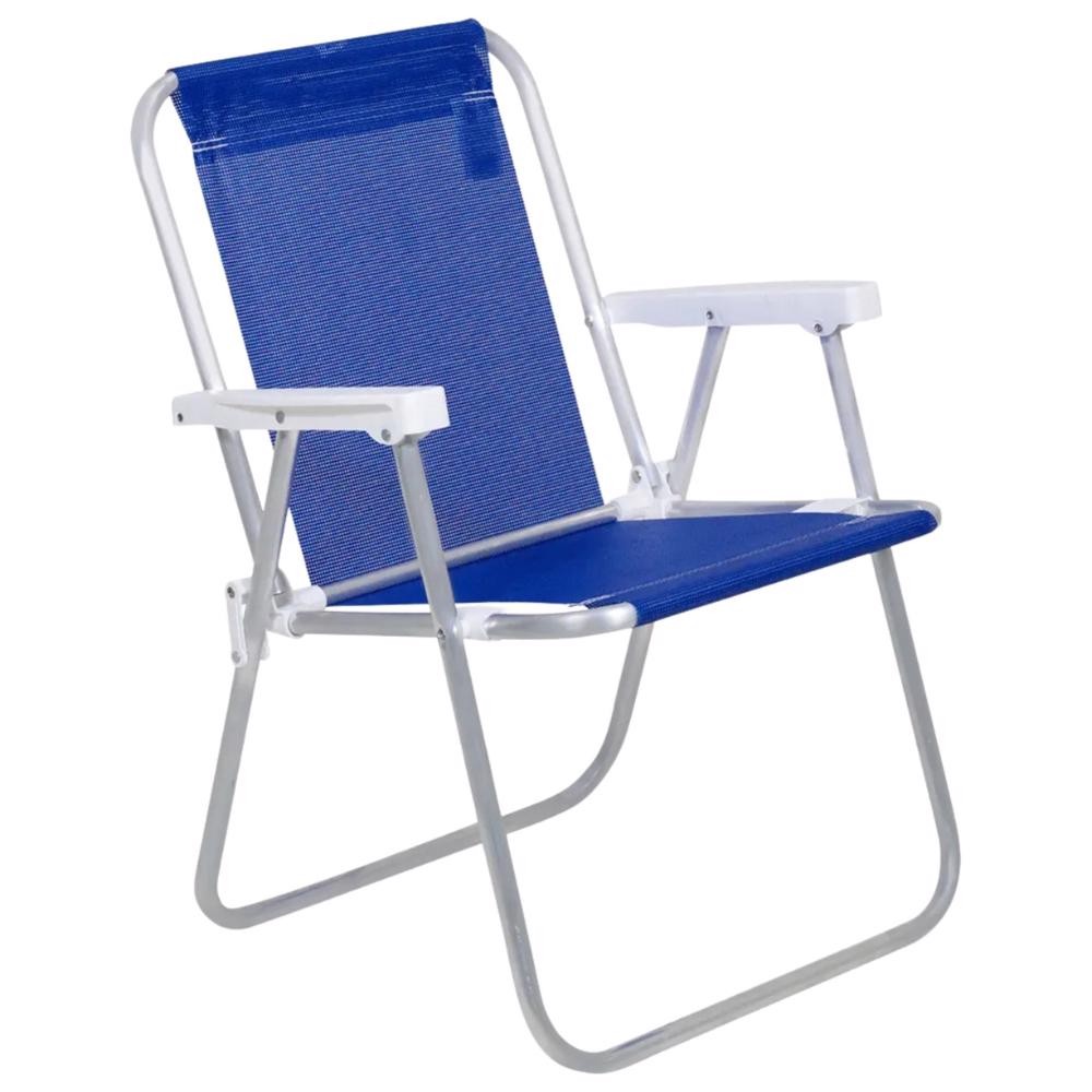 Cadeira de Praia Alta em Aluminio Várias Cores Sannet BEL Azul em Oferta na Shopee