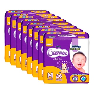 Fralda Descartável Cremer Magic Care Jumbo Tamanho M - 8 Pacotes com 26 Fraldas - Total 208 Tiras em Oferta na Shopee