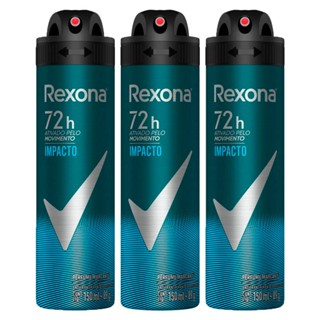 Kit 3 Desodorante Rexona Men Impacto Aerosol Antitranspirante 48h com 150ml