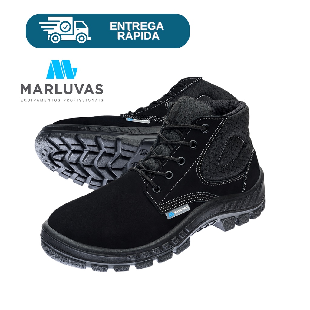 Bota Botina De Segurança Marluvas Nobuck Coturno Bico PVC 50B26 CB BP Proteção Epi Trabalho Trilha
