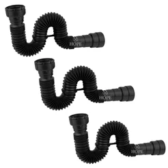 Kit 3 Sifão Sanfonado Ajustável Pia Cozinha Tanque Preto