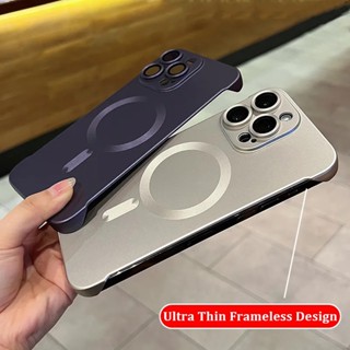Capa Protetora De Lente De Luxo Fosca Dura Para PC Ultra Fina Sem Moldura iPhone 15 14 13 11 12 Pro Max Magsafe Wireless Charging Lens Protector