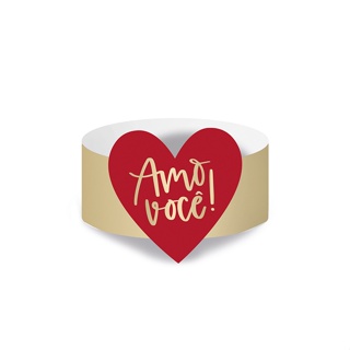 Porta Guardanapo "Amo Você" - Vermelho e Dourado - 6 unidades - Cromus - Rizzo em Oferta na Shopee