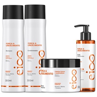 Kit Eico Pro Força Crescimento Shampoo e Condicionador + Mascara Tratamento Hidratação + Spray Fluido Protetor Térmico