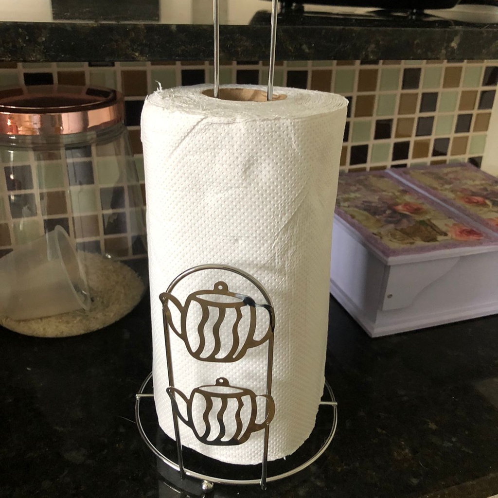 Suporte para Rolo de Papel Toalha Cozinha Prateado