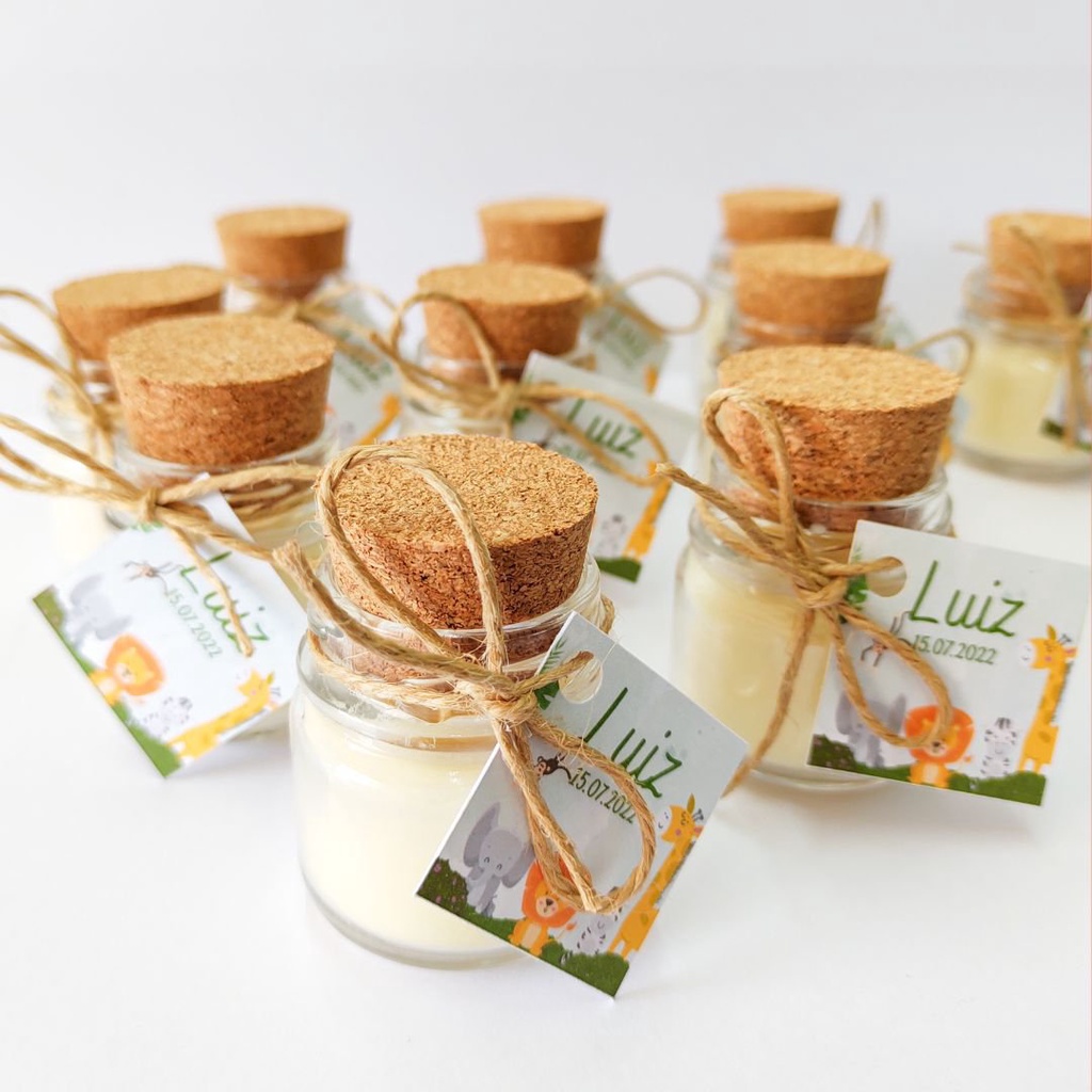 Kit 10 Mini Velas Personalizadas Aromática para Lembrancinhas e Evento Casamento Aniversário Batismo