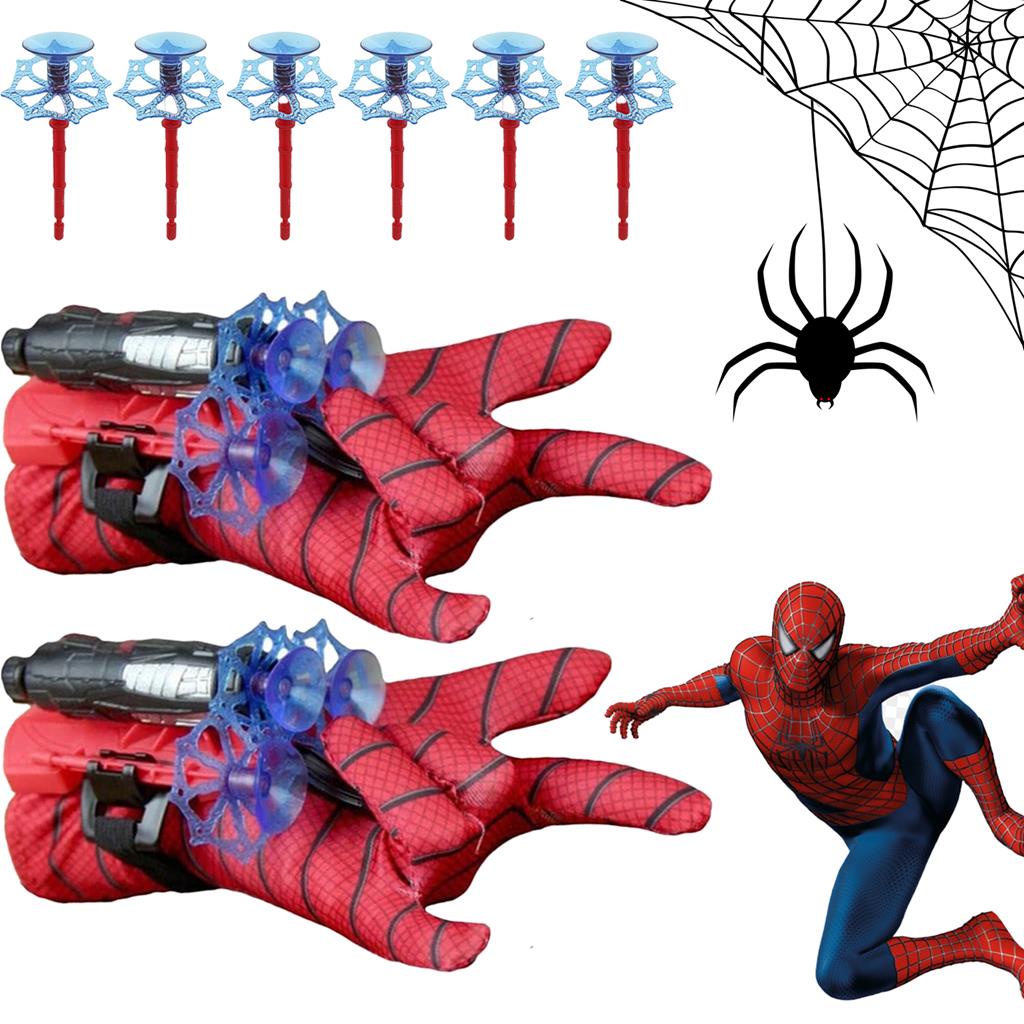 Kit 2 Luvas Lancador Teia Homem Aranha Presente Crianca Brinquedo Divertido Spider Man Divertido Para Meninos - Art Brink