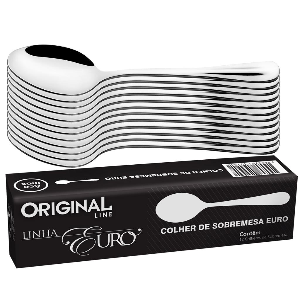 Jogo Aco Inox 12 Colher Sobremesa Linha Premium Buffet Restaurante Lanchonete Euro Original Line em Oferta na Shopee