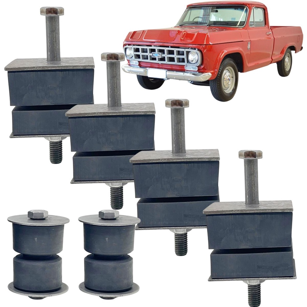 KIT BUCHA CALÇO COXIM BORRACHA CABINE E QUADRO RADIADOR GM A10 A14 C10 C14 D10 D14 VERANEIO G1 64 A 84 (COM PARAFUSOS)