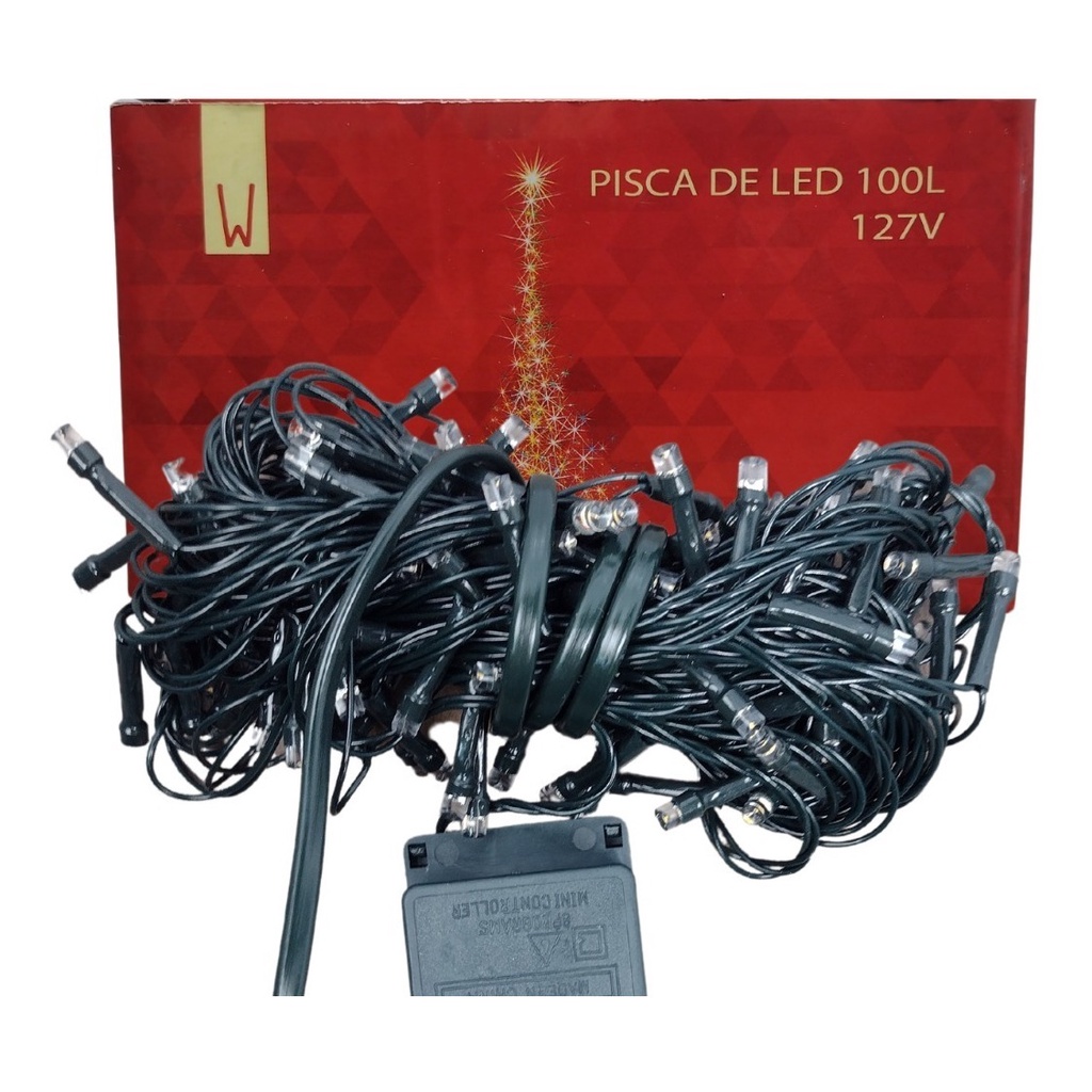 kit 2 Pisca Pisca Sequencial 100 Lâmpadas 10 Metros Fio Verde 110V
