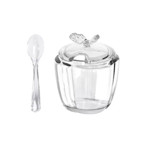 Açucareiro de Vidro Com Colher Butterfly Marca Wolff