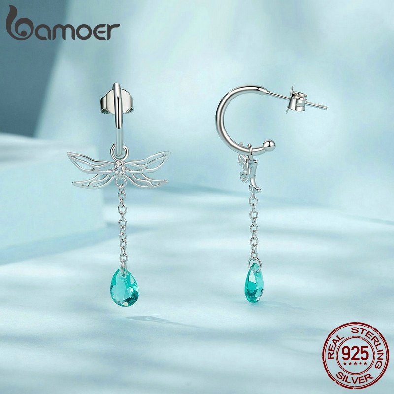 Detalhes do Brincos Bamoer 925 Sterling Sliver Dragonfly Tassel Jóias Para Mulheres
