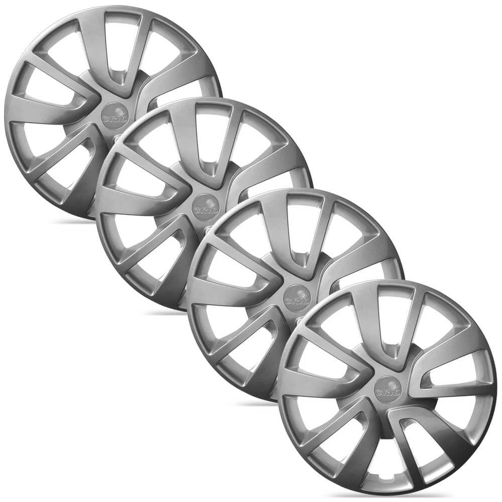 Jogo 4 Calota Modelo Esportiva Sandero Prata Aro 15 Grid