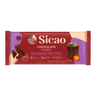 Chocolate Nobre Meio Amargo - Barra - 1,01 kg  - 1 unidade - Sicao - Rizzo em Oferta na Shopee