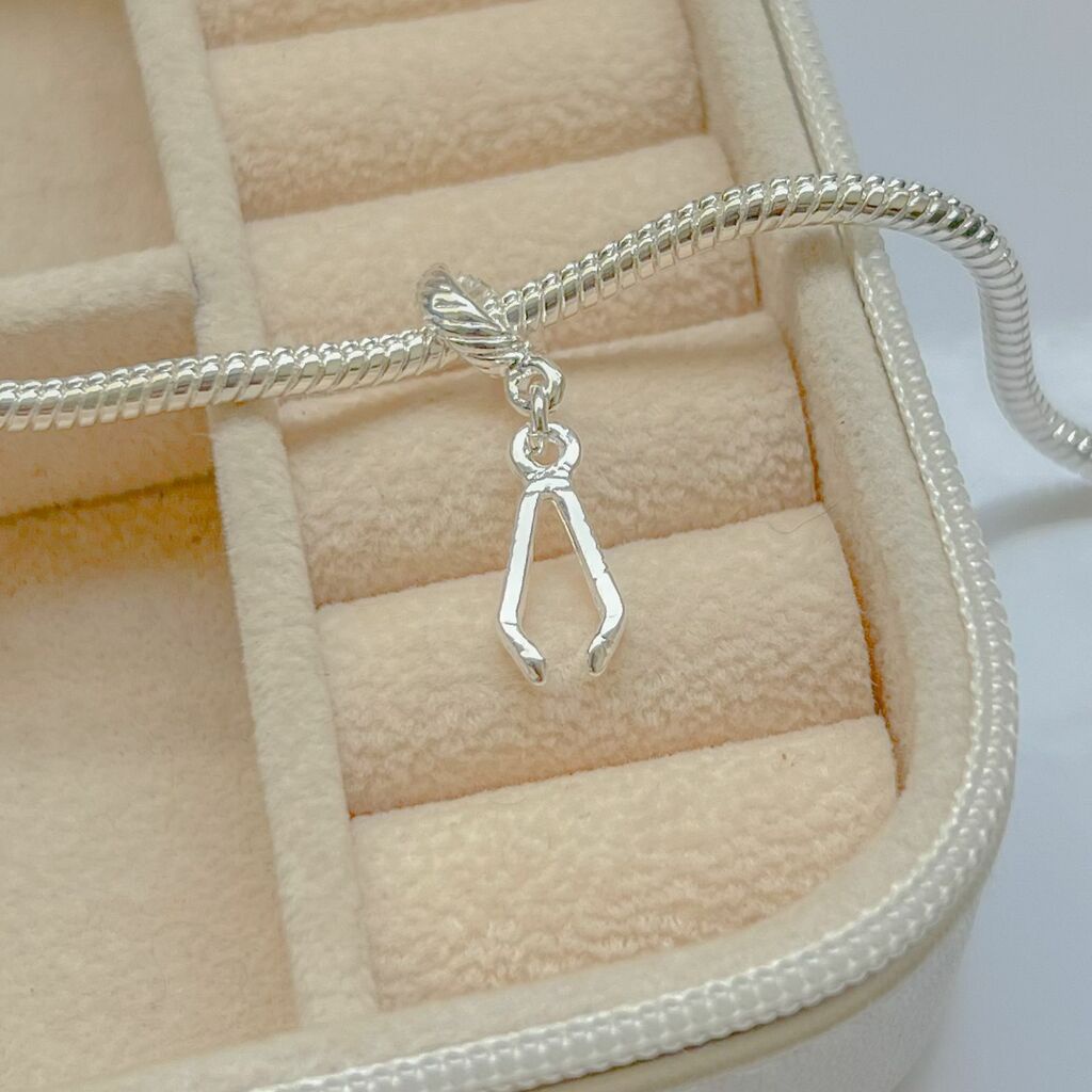 Berloque Pinça ( design de sobrancelha) a prata 925 em Oferta na Shopee