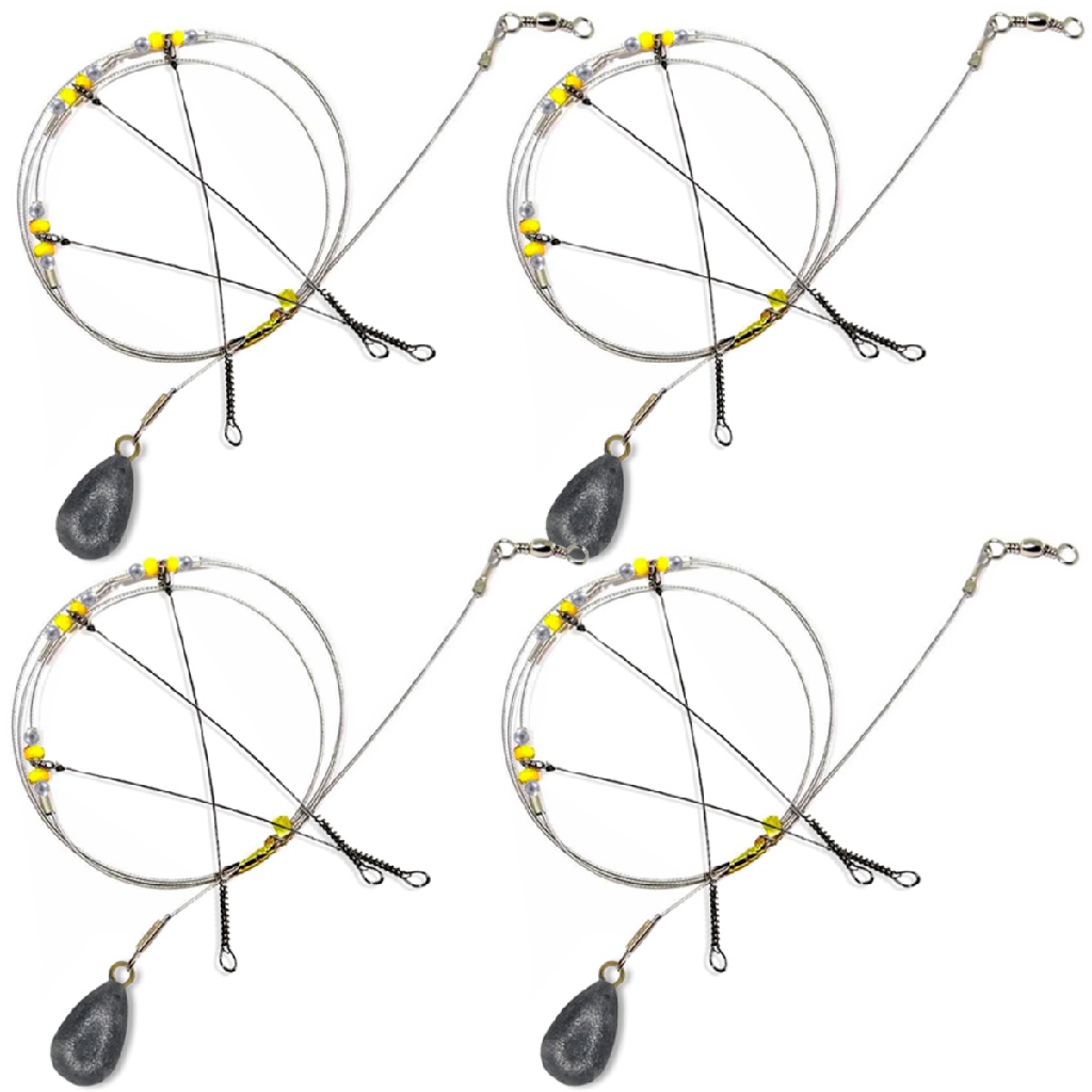 Kit 3 Chicote Pesca Mar C/ 3 Pernadas E 7 Chumbadas em Oferta na Shopee