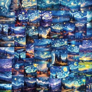 50Pçs Adesivo de Van Gogh style  de à Prova D’água Adesivos de Snowboard / Notebook/Phone