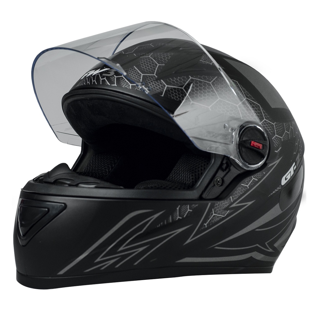 Capacete Fechado Moto Com Narigueira GT2 Preto Fosco Tamanho 56 Com Casco ABS Resistente Esportivo - Spare Parts and Accessories for Vehicles