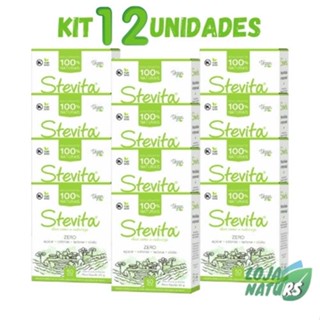 KIT 12 Unidades Adoçante em Pó Sachê Sem Glúten 30g com 50 Envelopes de 0,6g - Stevita