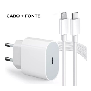 Kit Carregador iPhone Turbo Tipo-C 20W + Cabo Lightining para IPhone Carga rápida em Oferta na Shopee