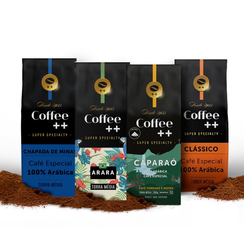 Kit 4 Pacotes Café Especial Torrado e Moído Coffee Mais Clássico, Caparaó, Chapada e Arara em Oferta na Shopee
