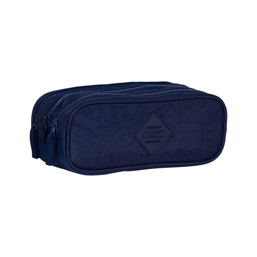 Estojo 3 Compartimentos Crinkle Azul