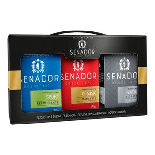Estojo Maleta com 5 Sabonetes Masculino Perfumado Senador Ótimo para Presentear