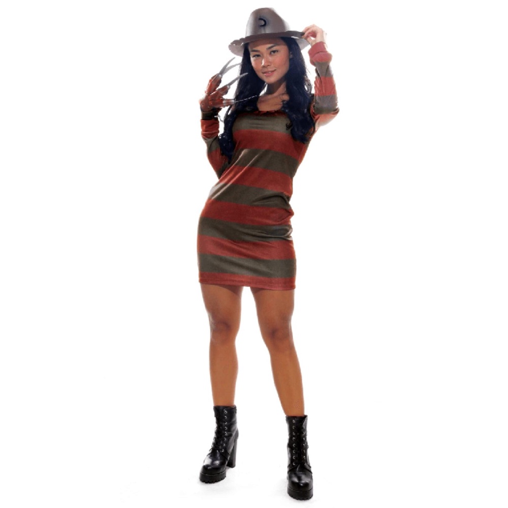 Fantasia Freddy Krueguer Vestido Adulto C/ Chapéu Halloween
 em Oferta na Shopee