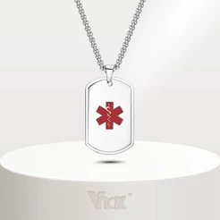 Vnox Engrave Medical Alert ID Colar De Alerta Médico Para Homens , Pingente De Tag De Cão De Aço Inoxidável , Festa De Aniversário Do Dia Dos Pais Presente De Jóias