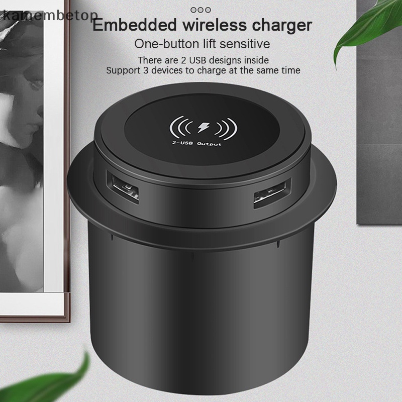 Carregador Sem Fio Rápido Embutido De Mesa TOP-up Com Porta USB Para Smartphone