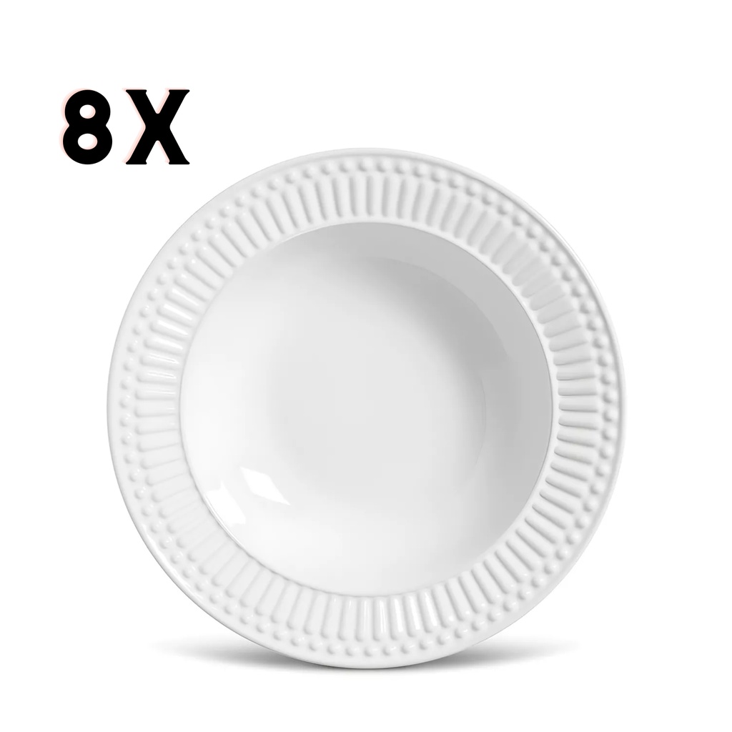Conjunto Prato Fundo Roma Branco 8 Peças 2ª Linha Porto Brasil