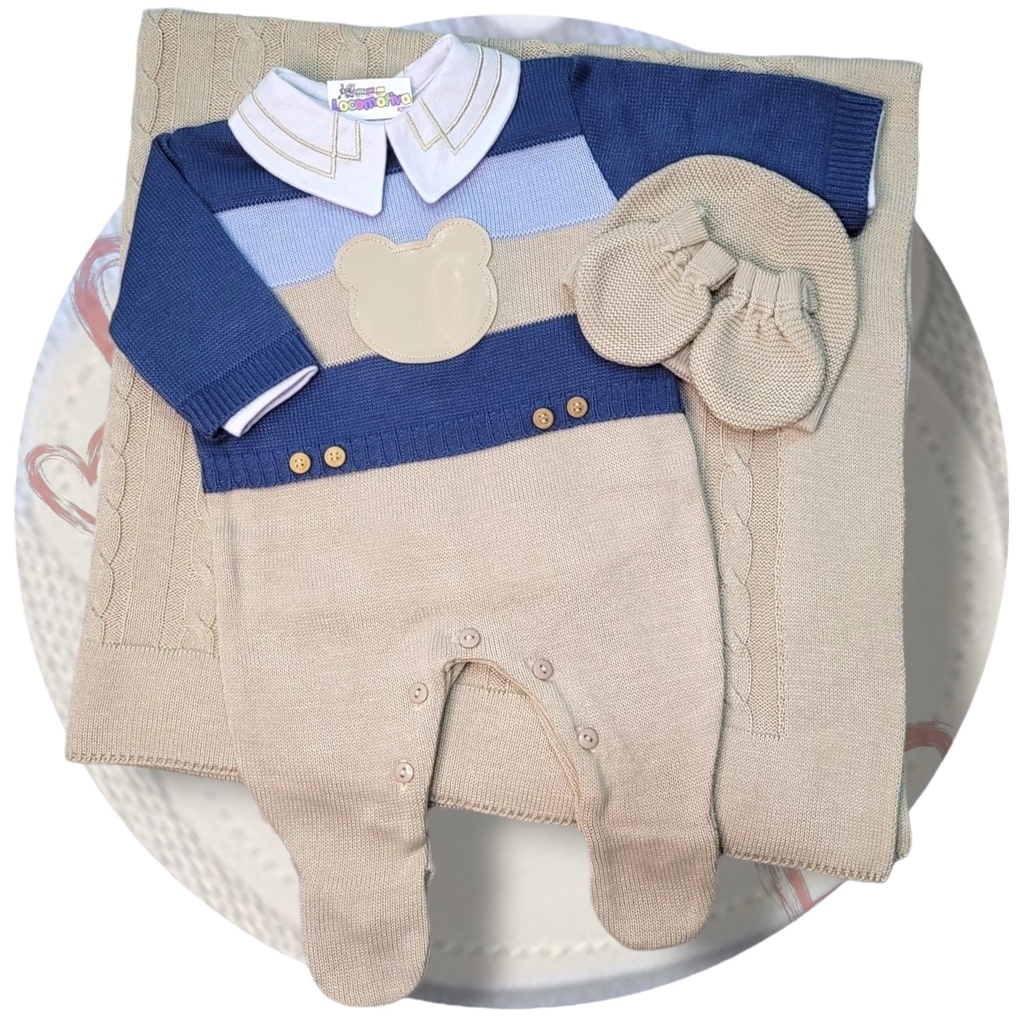 Saída Maternidade Tricô Bebê menino