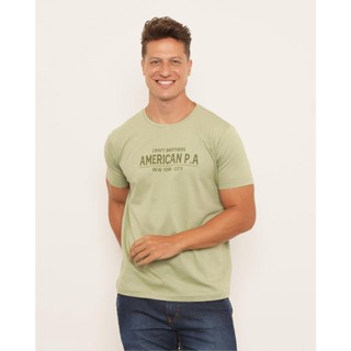 Camiseta Masculina Estampa American P.A Manga Curta Verde