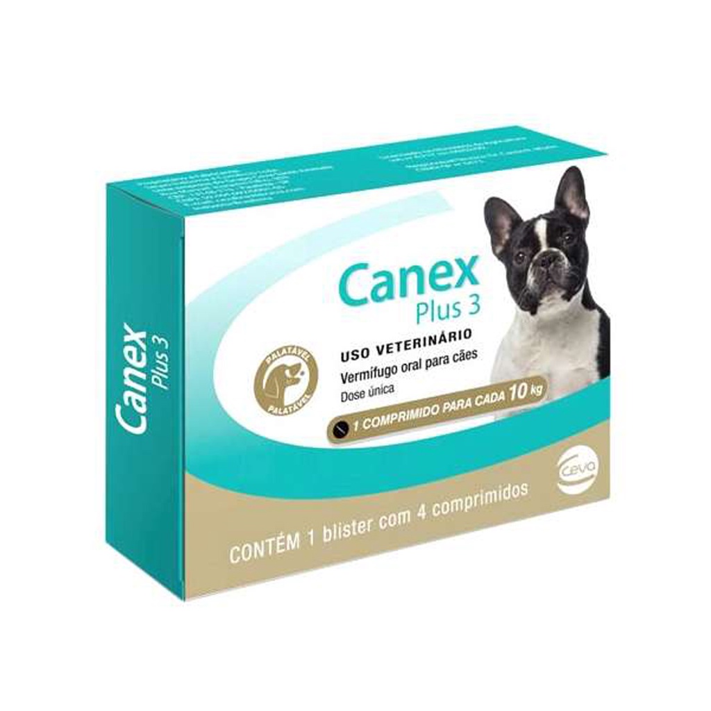 Canex Plus 3 Ceva Vermífugo para Cães - 4 Comprimidos - Pets