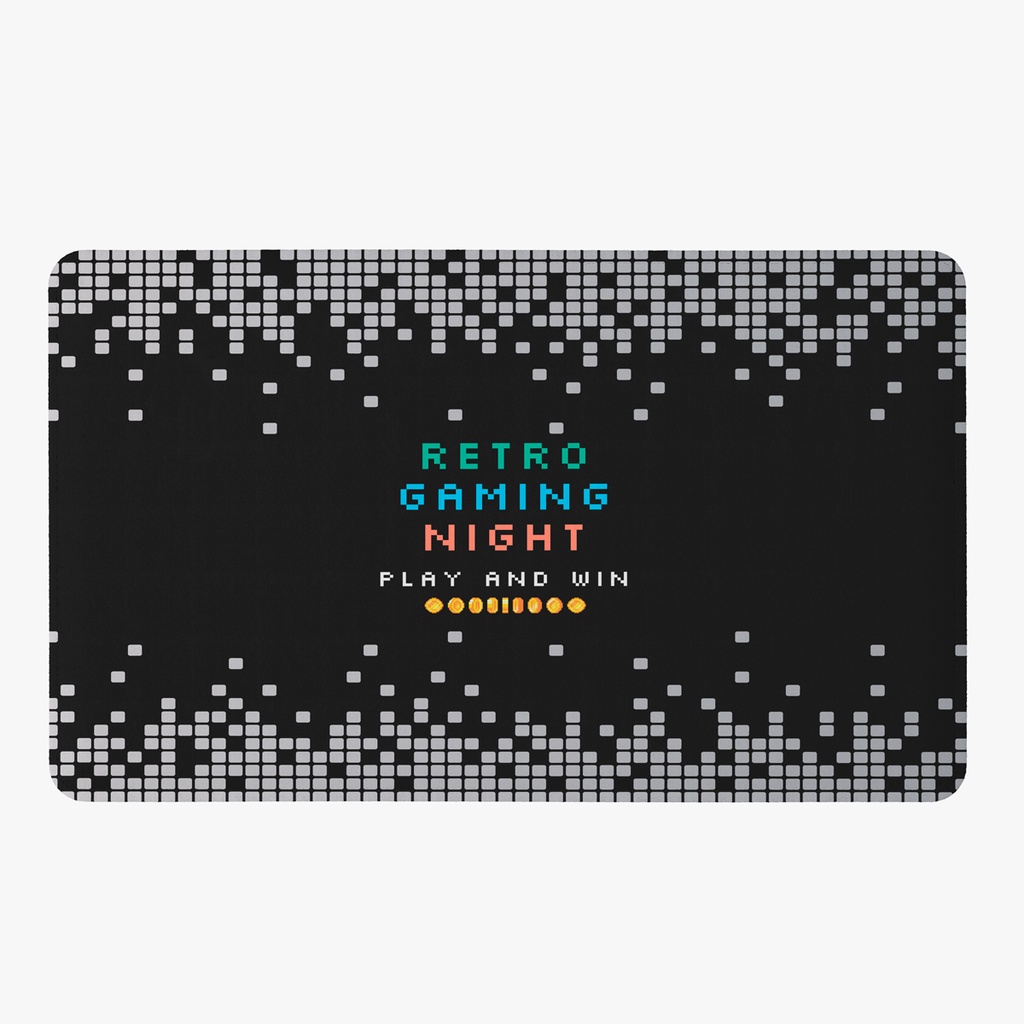 Tapete Para Quarto Infantil Estampado Retrô Game 60cm x 40cm - Base Antiderrapante Decoração Gamer Menino Juvenil Masculino Videogame Consoles Antigos Pixel