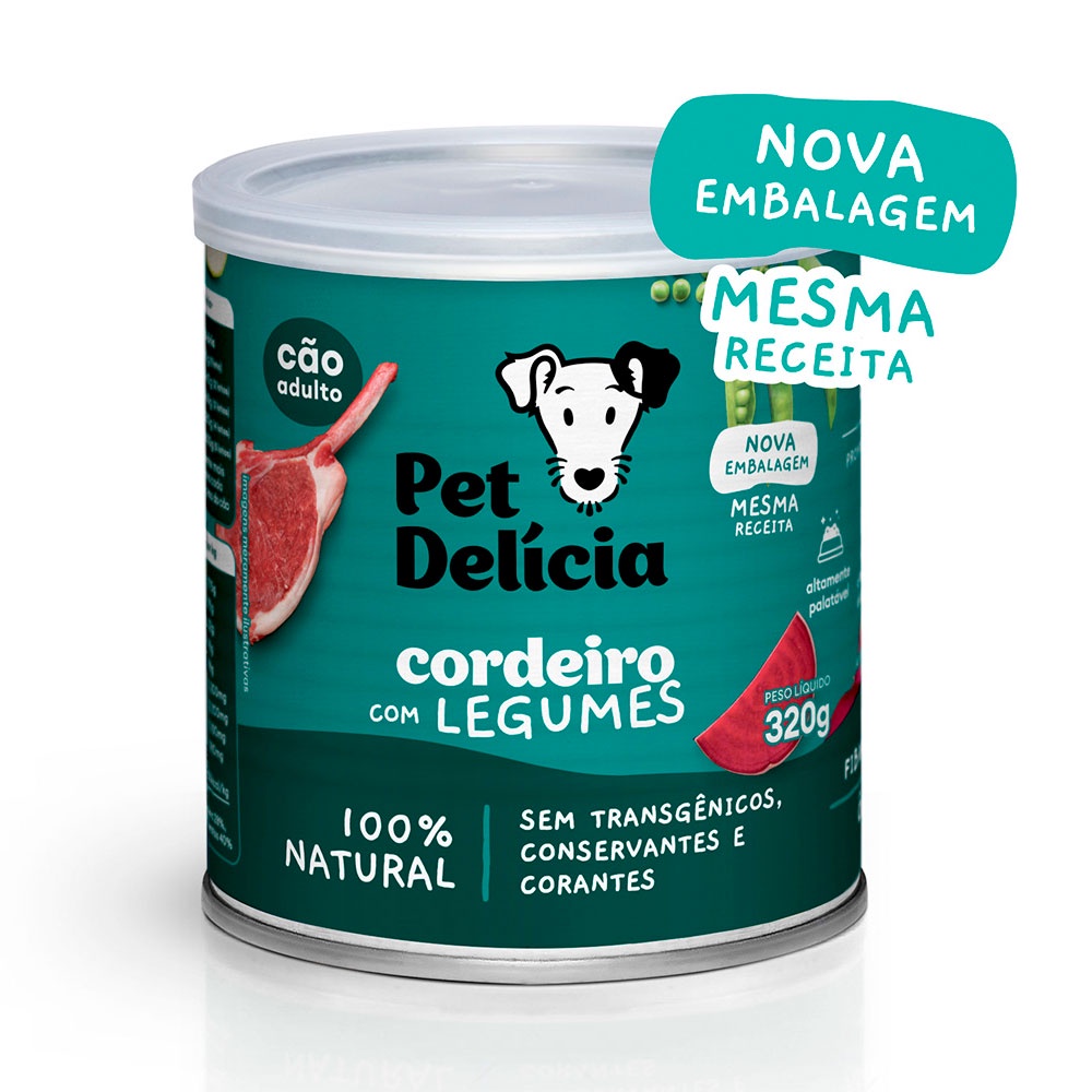 Ração Úmida Para Cães Adultos Pet Delícia Sabor Cordeiro com Legumes 320g - Pets