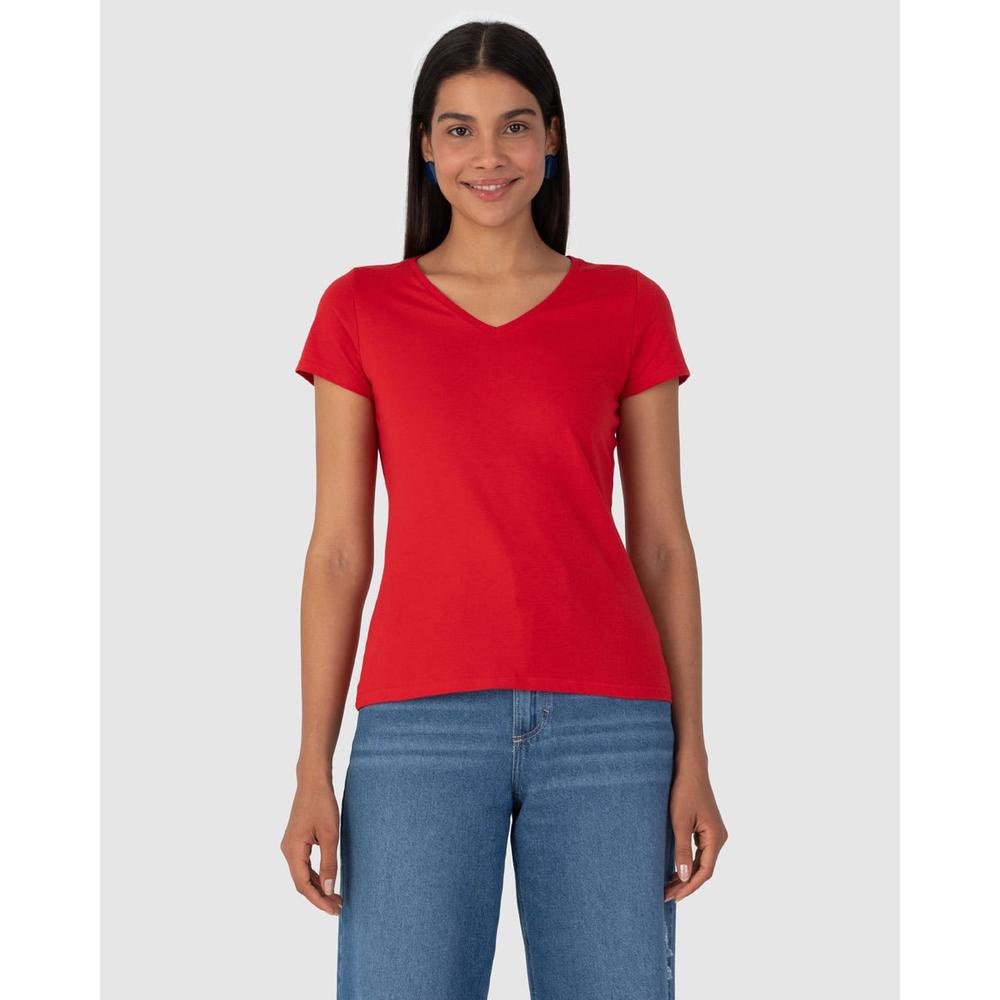 Blusa Básica Feminina Decote V Em Algodão