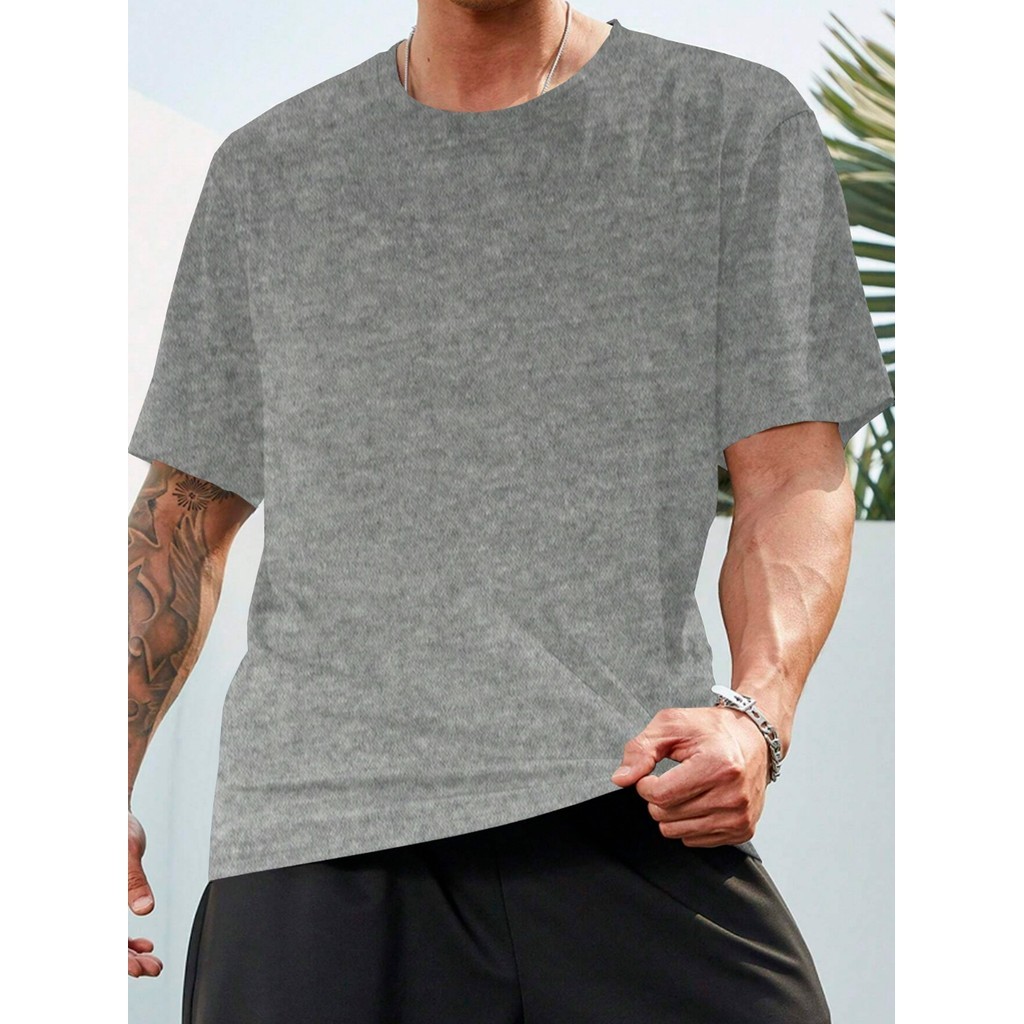 T Shirt Cinza Plus Size Clássica Camiseta Casual Camiseta Aconchegante Camiseta Unissex Sem Estampa