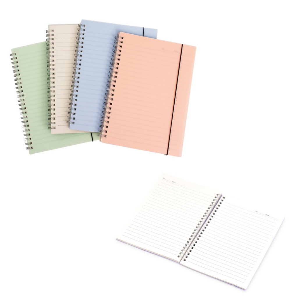 Caderno A5 capa plástica elástico para lacre folhas marfim com pauta em Oferta na Shopee