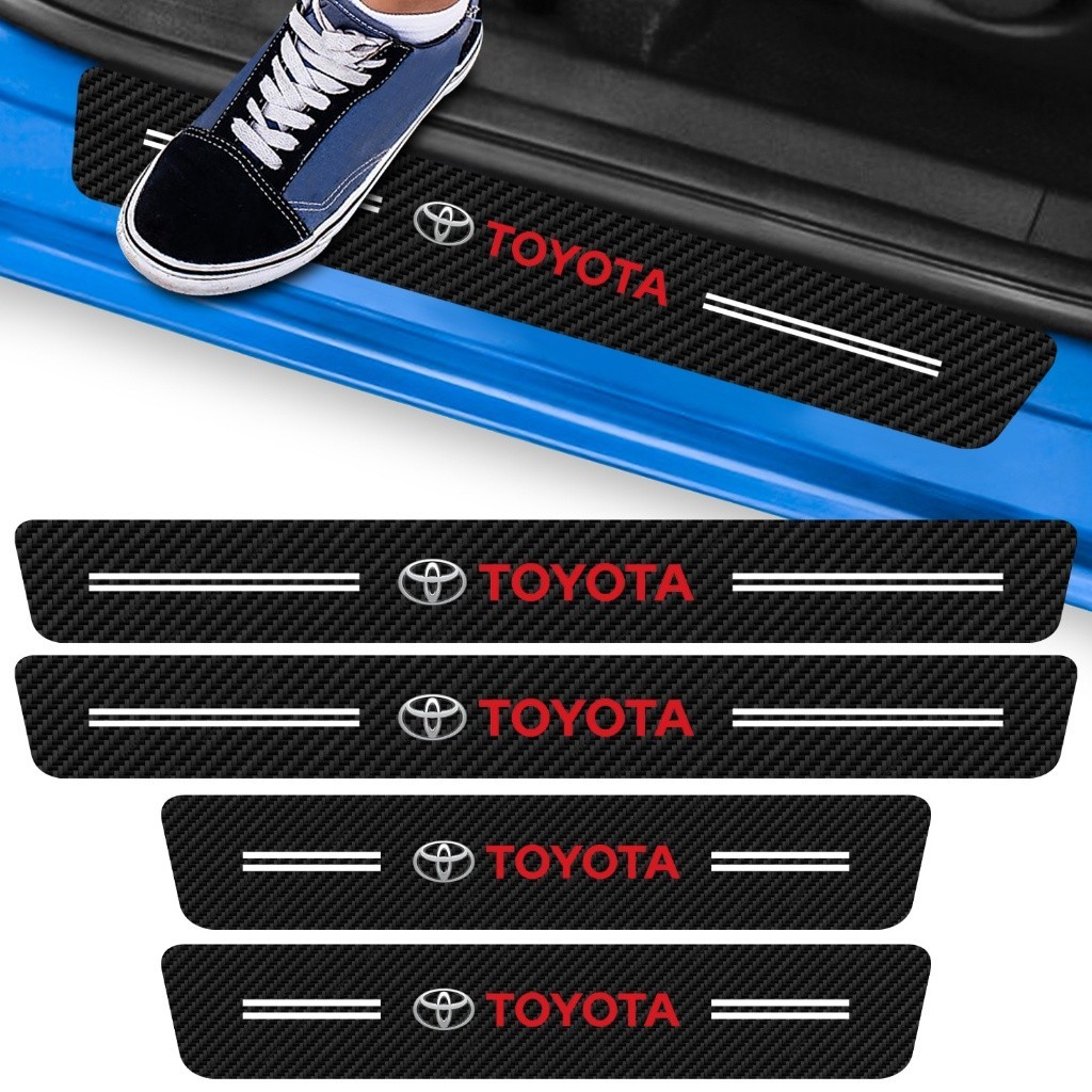 Kit 4 Peças Adesivo Soleira de Porta Carro Modelo Toyota Proteção Fibra de Carbono Anti Arranhões em Oferta na Shopee