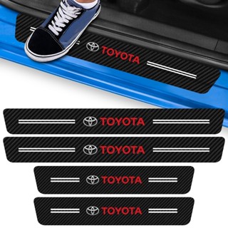 Kit 4 Peças Adesivo Soleira de Porta Carro Modelo Toyota Proteção Fibra de Carbono Anti Arranhões em Oferta na Shopee
