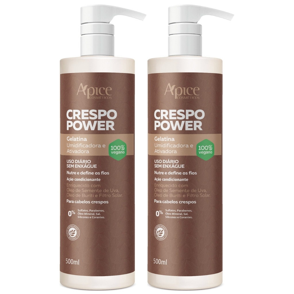 Kit 2 Gelatina Ativadora Apse Apice Crespo Power Umidificadora Cabelo Profissional Vegano 500ml em Oferta na Shopee
